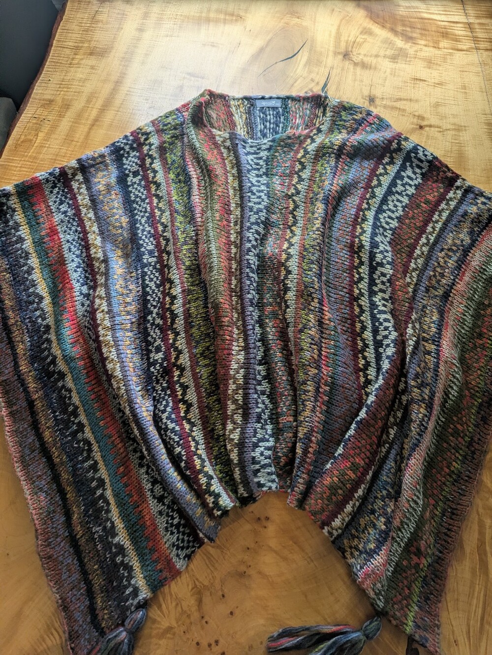 Figwood Multicolor Striped Knit Women's Sweater Poncho
